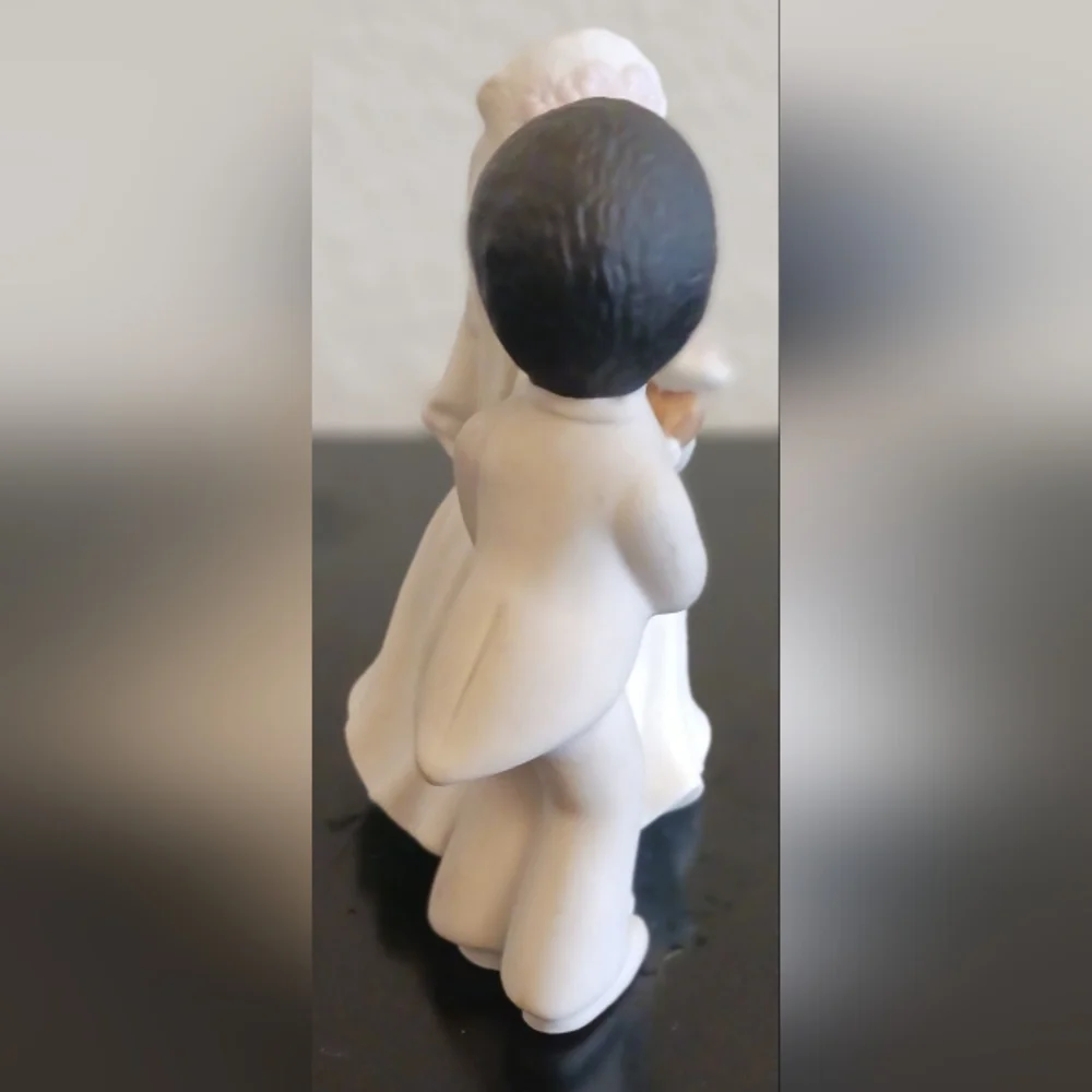Lefton Bride Groom Black couple Figure Ceramic Cake Topper signed 1988